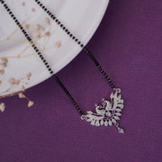 Mangalsutra - Embellished Rhodium Plated Twin Peacock Mangalsutra - Opal Touch