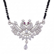 Embellished Rhodium Plated Twin Peacock Mangalsutra - Opal Touch
