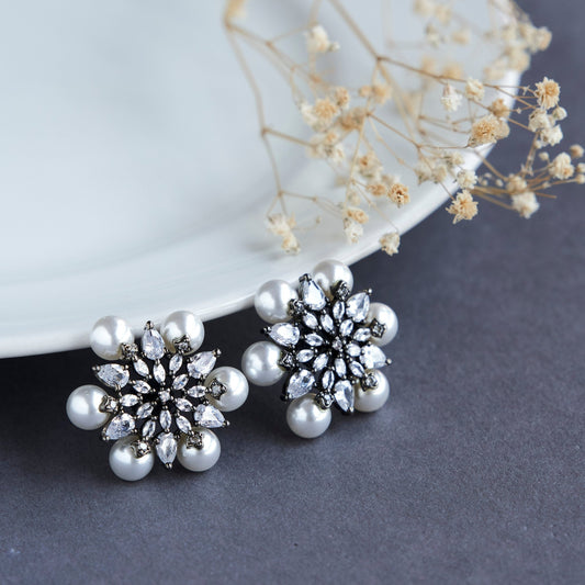 Studs - Embrace Contemporary Black Plated Studs - Opal Touch