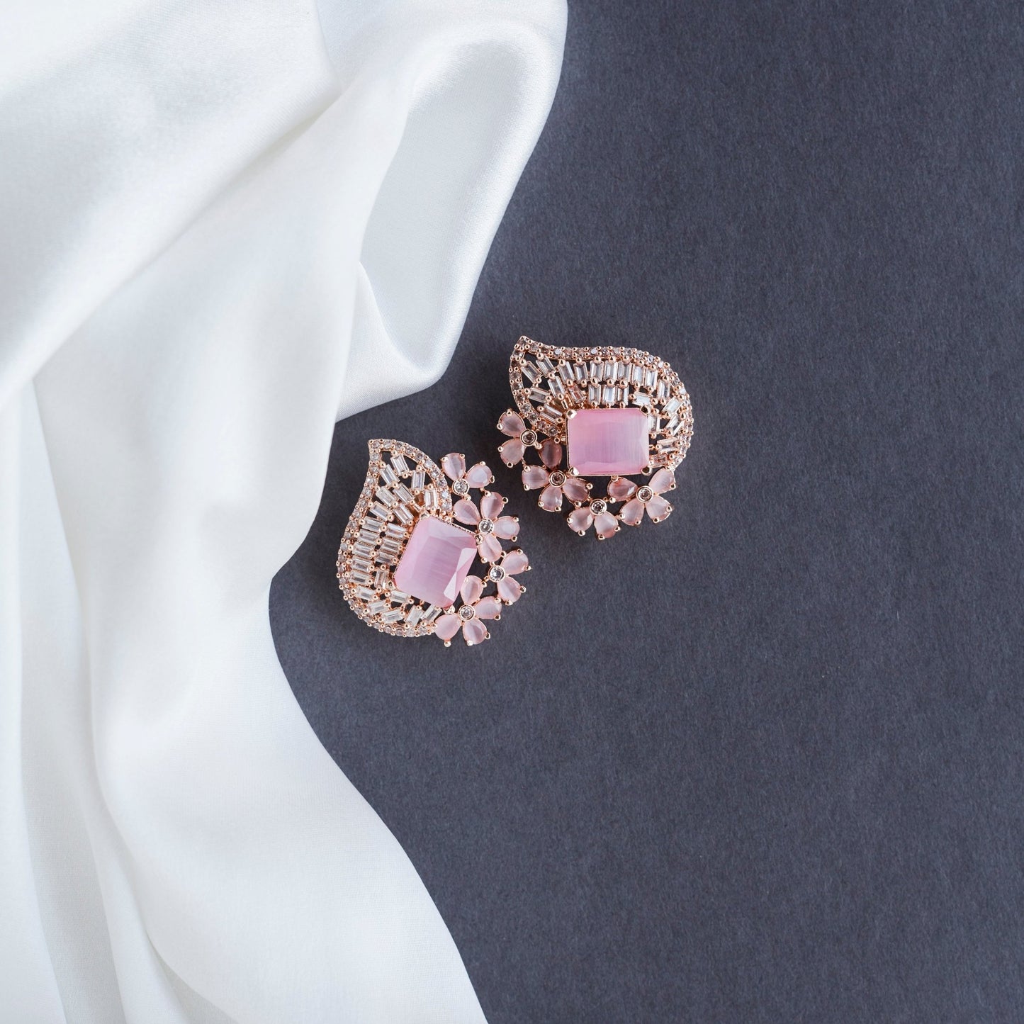 Studs - Embrace Mint Pink Rose Gold Studs - Opal Touch