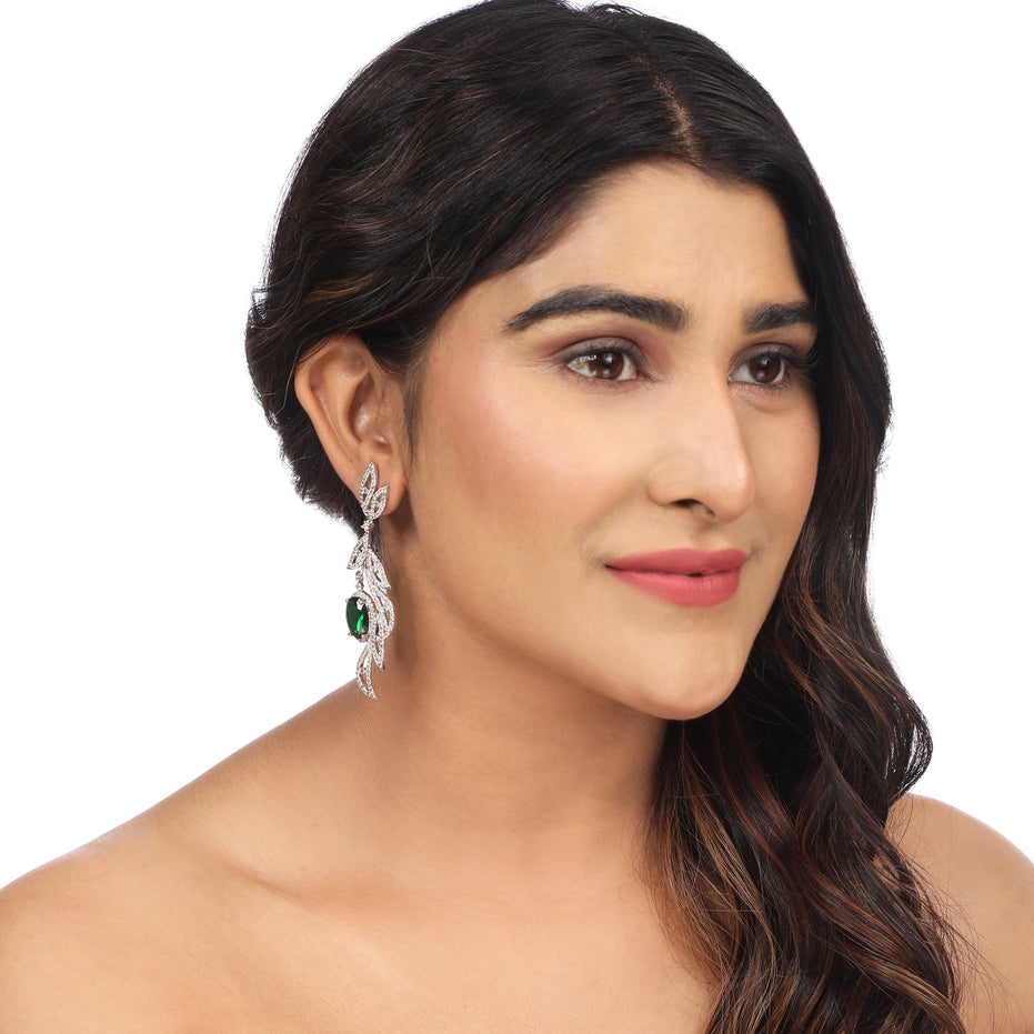 Opal Touch - Emerald Dangle Earrings - Earrings