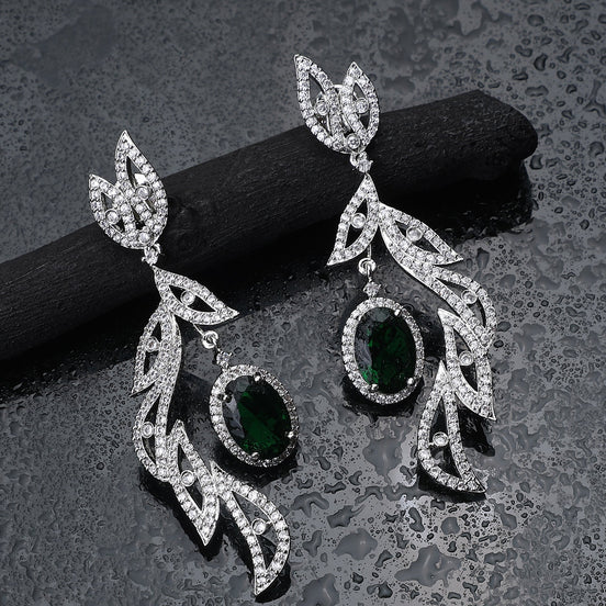 Opal Touch - Emerald Dangle Earrings - Earrings