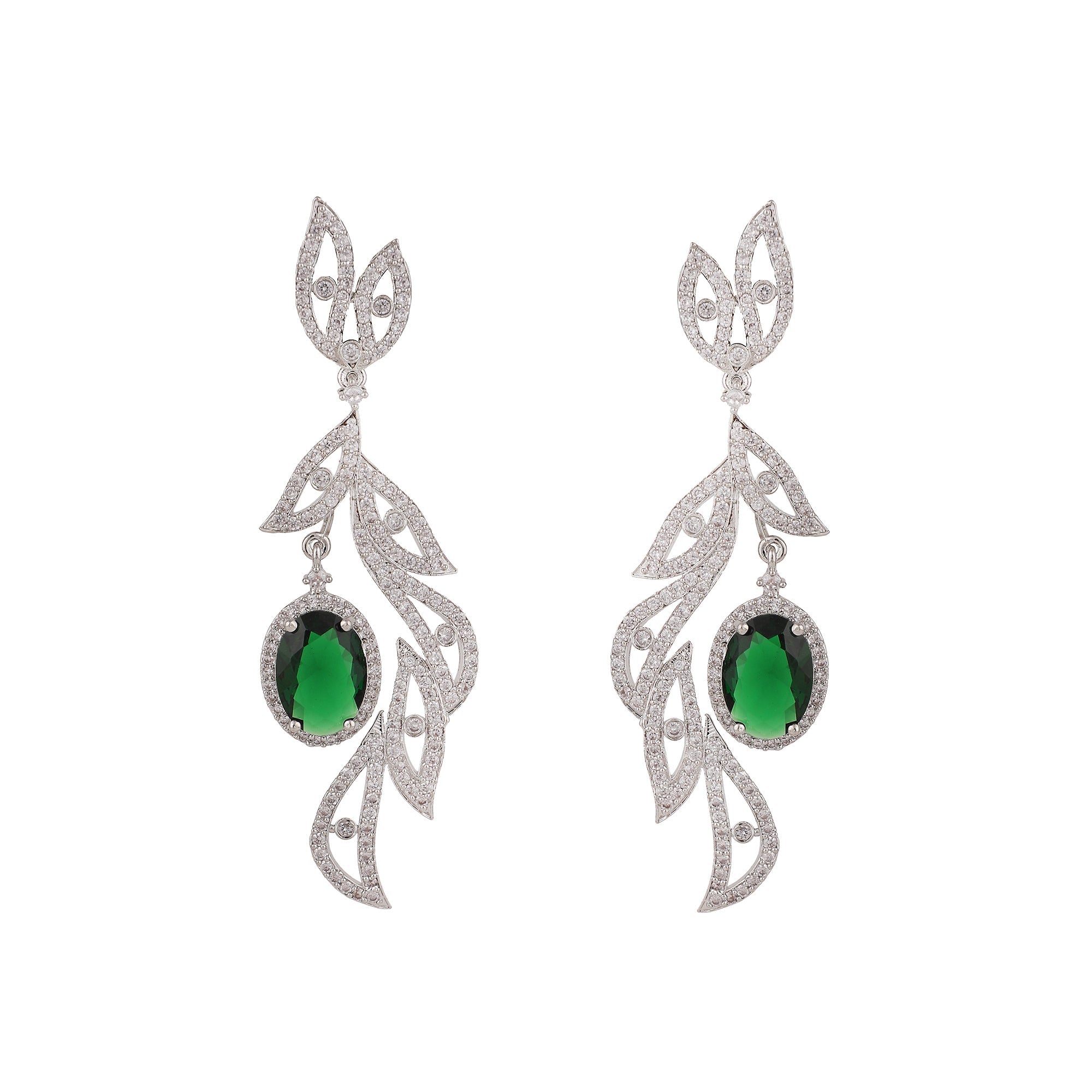 Opal Touch - Emerald Dangle Earrings - Earrings