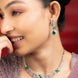 Necklace - Emerald Elegance Floral Rhodium Plated Necklace Set - Opal Touch
