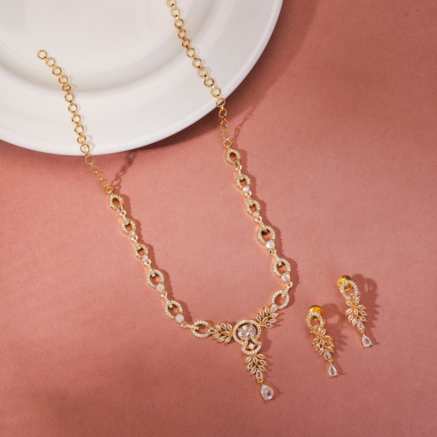 Necklace - Emerald Enlace Gold Plated Necklace - Opal Touch