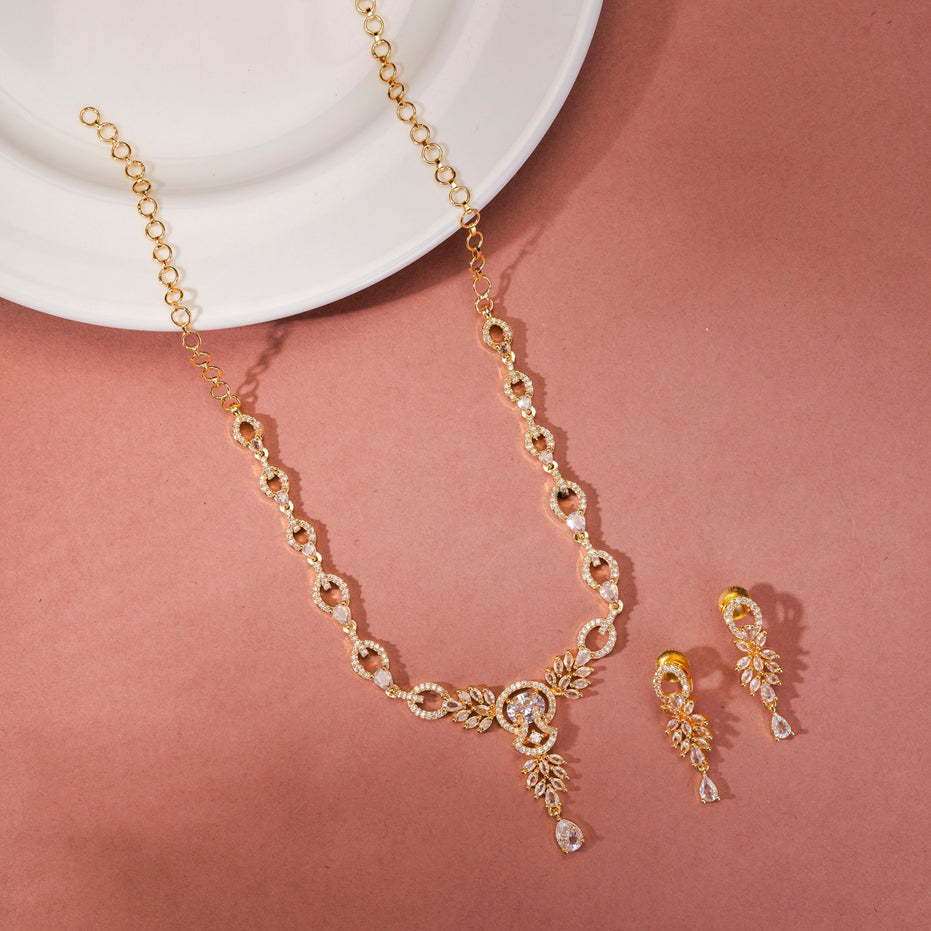 Necklace - Emerald Enlace Gold Plated Necklace - Opal Touch