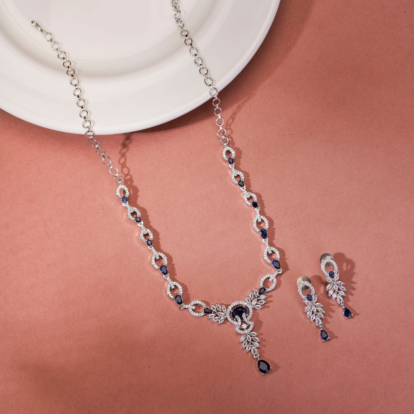 Necklace - Emerald Enlace Rhodium Plated Necklace - Opal Touch