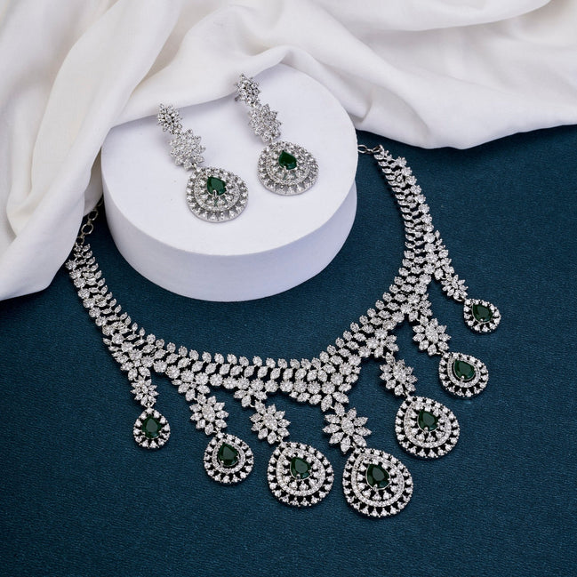 Necklace - Emerald Majesty Pearl Necklace Set - Opal Touch
