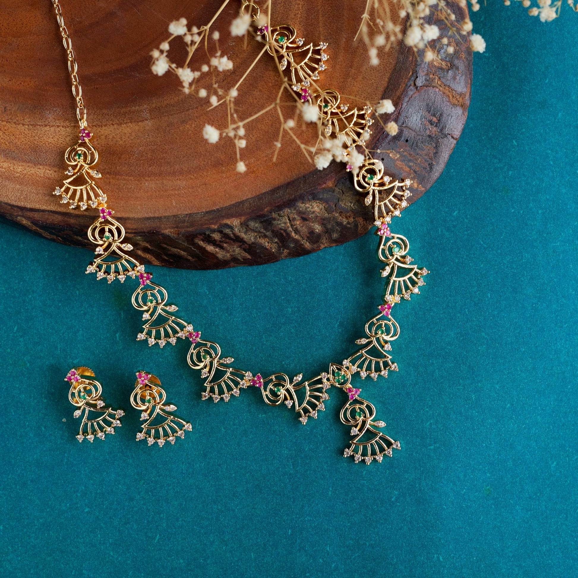 Necklace - Emerald Ruby Fusion Necklace - Opal Touch
