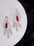 Earrings - Emerald Teardrop Rhodium Plated Dangles - Opal Touch