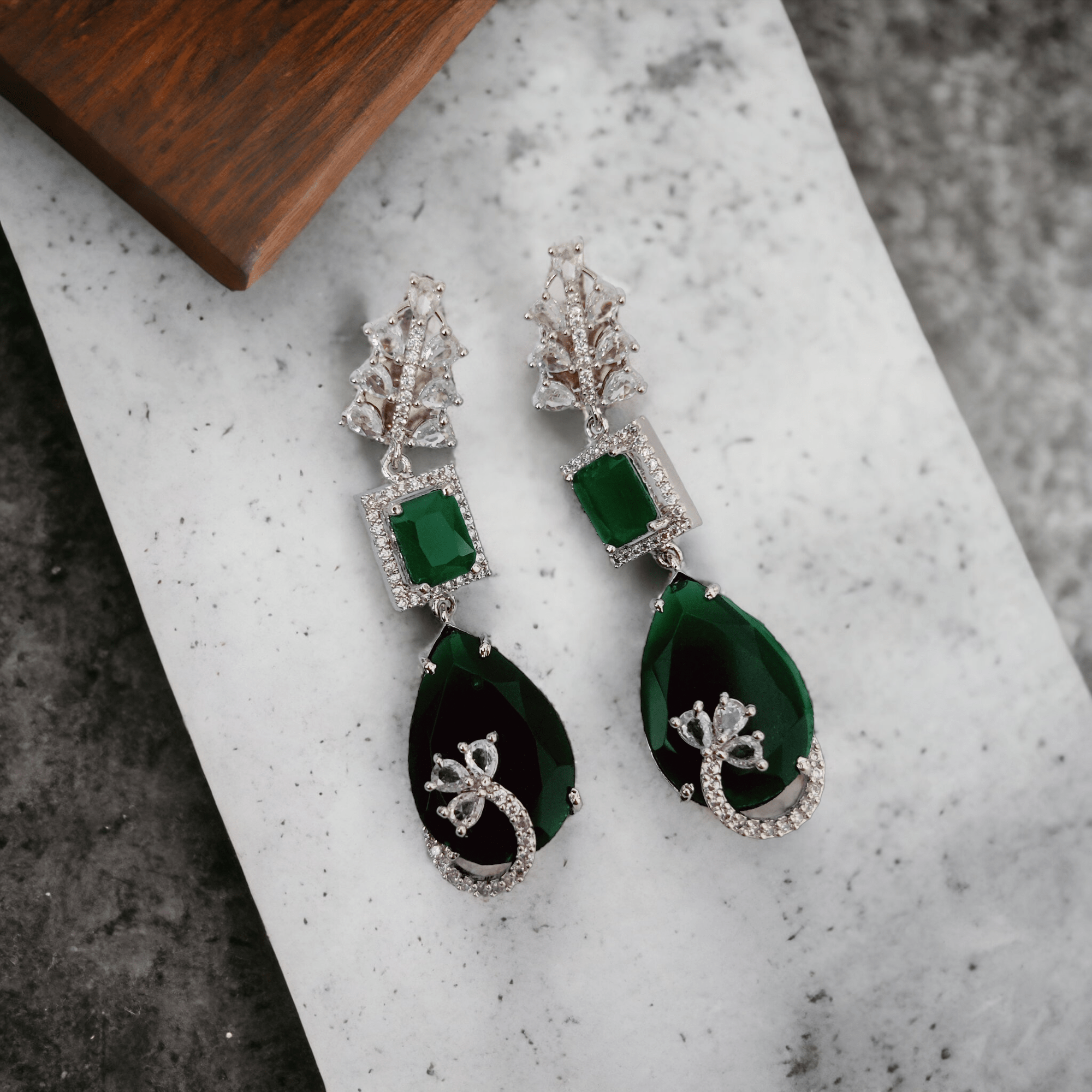Opal Touch - Emerald Whispers Earrings - Earrings