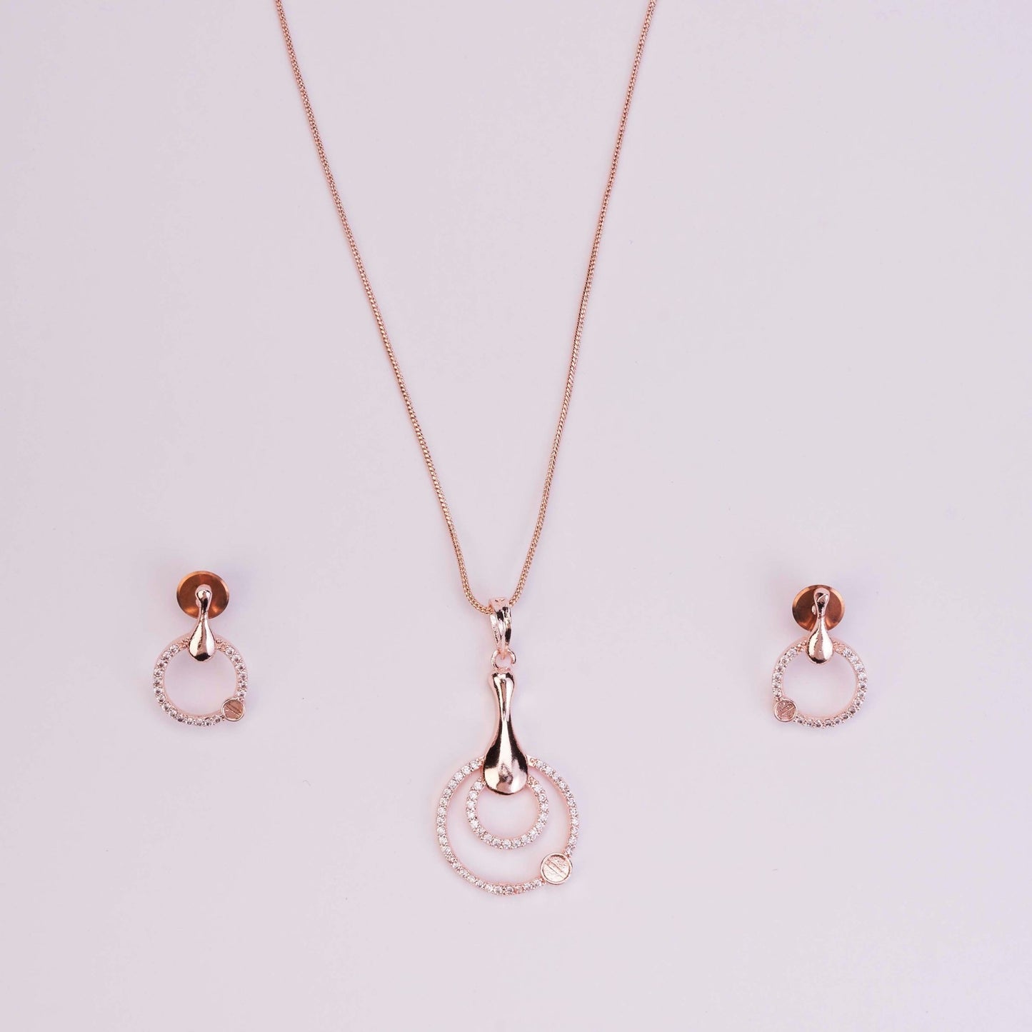 Earrings - Enchanted Bloom Rose Gold Plated Locket Set with Earrings - Opal Touch