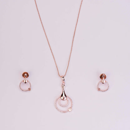 Earrings - Enchanted Bloom Rose Gold Plated Locket Set with Earrings - Opal Touch