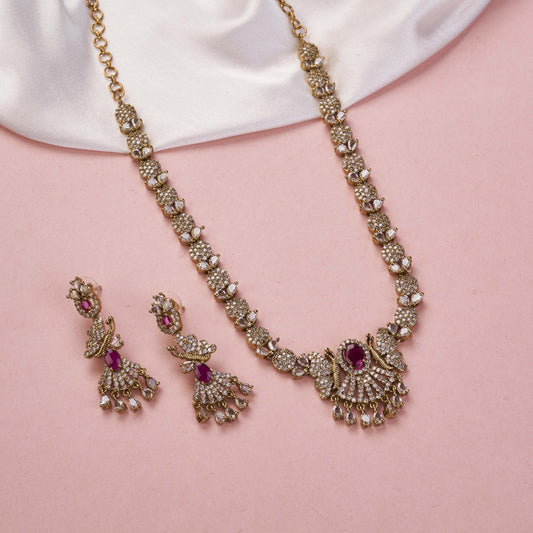 Necklace - Enchanted Butterfly Mehendi Plated Necklace Set - Opal Touch