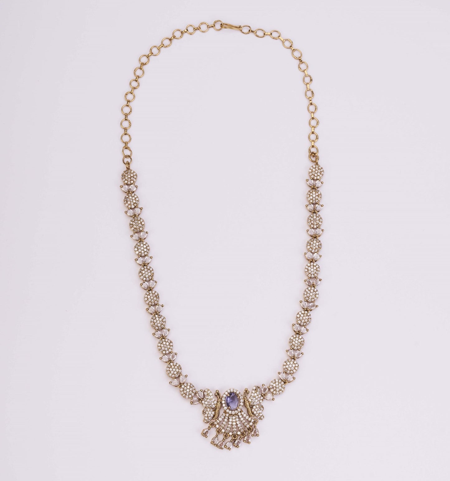 Necklace - Enchanted Butterfly Mehendi Plated Necklace Set - Opal Touch