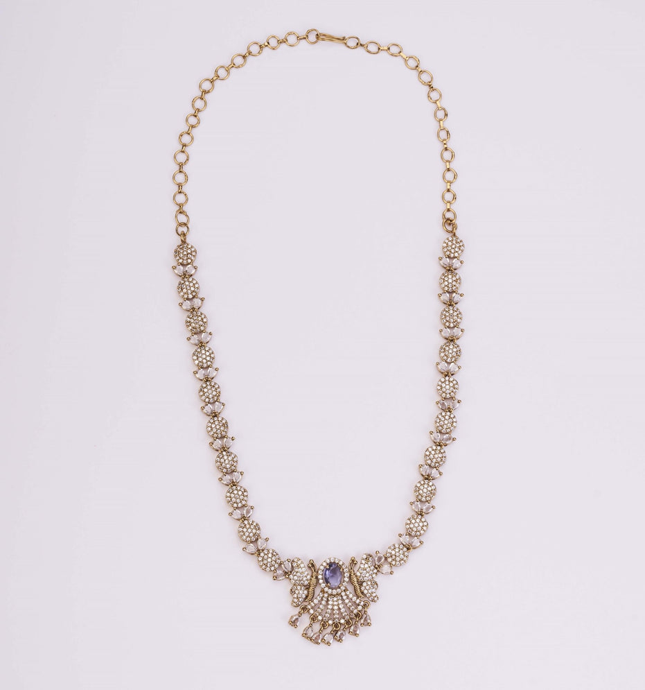 Necklace - Enchanted Butterfly Mehendi Plated Necklace Set - Opal Touch