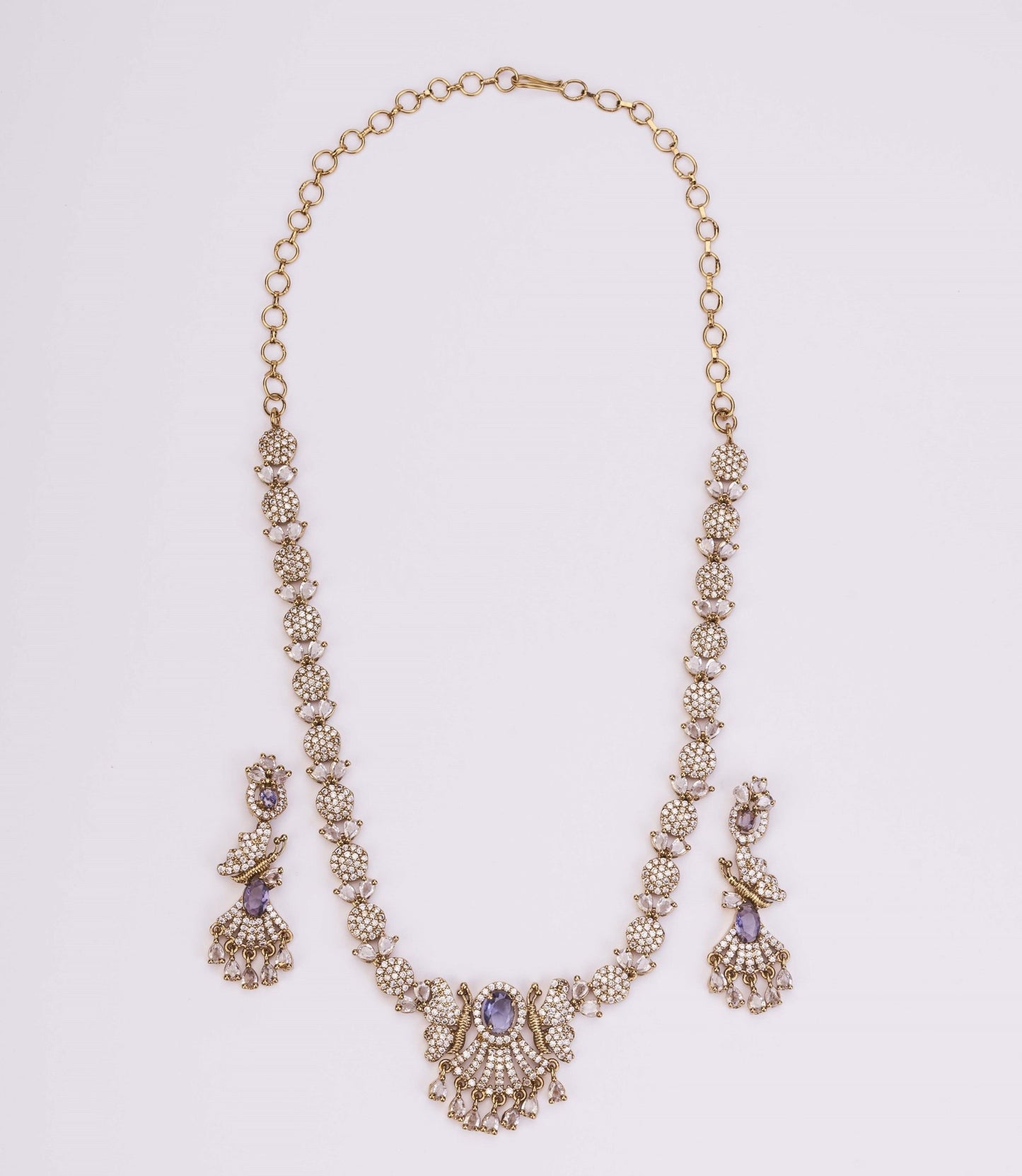 Necklace - Enchanted Butterfly Mehendi Plated Necklace Set - Opal Touch