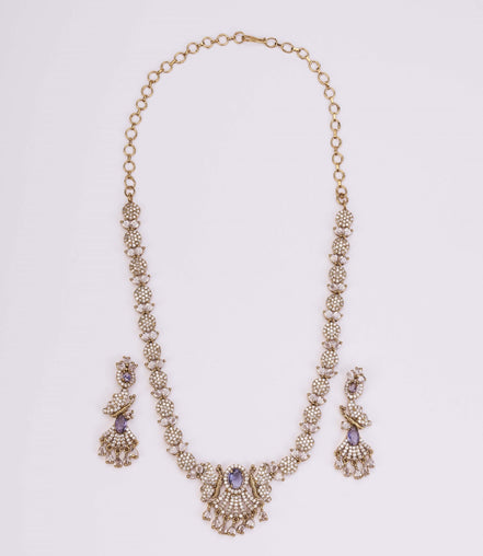 Necklace - Enchanted Butterfly Mehendi Plated Necklace Set - Opal Touch
