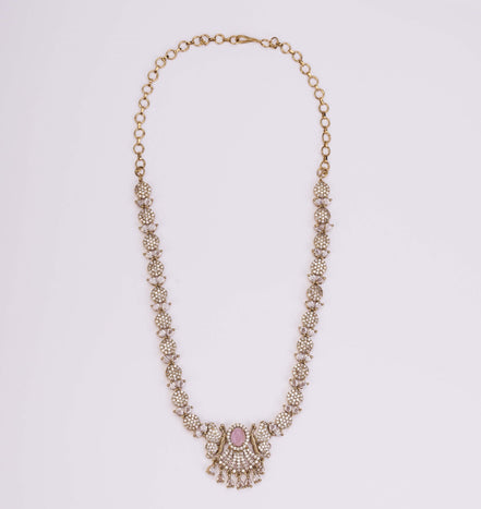 Necklace - Enchanted Butterfly Mehendi Plated Necklace Set - Opal Touch
