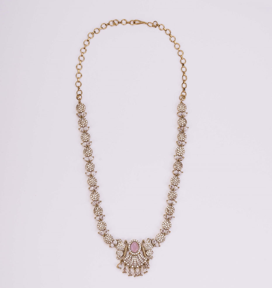 Necklace - Enchanted Butterfly Mehendi Plated Necklace Set - Opal Touch