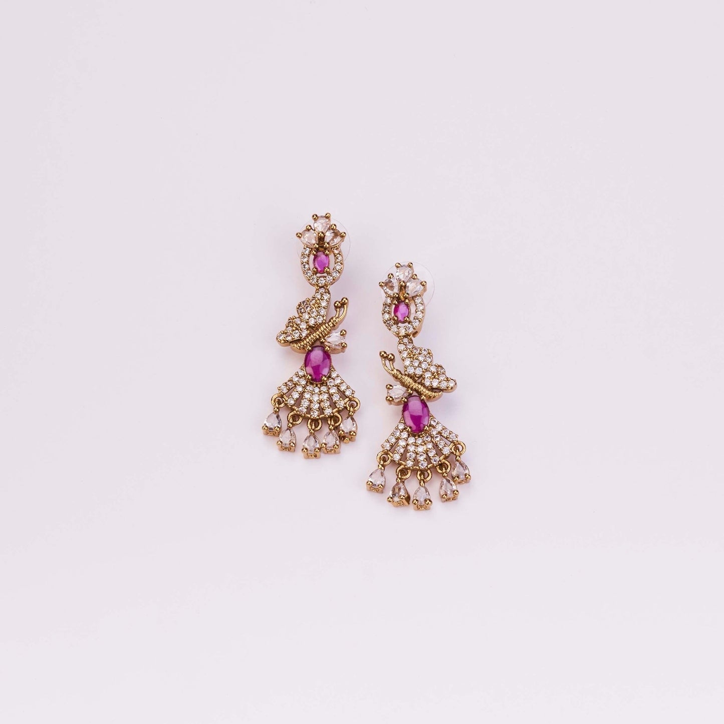 Necklace - Enchanted Butterfly Mehendi Plated Necklace Set - Opal Touch