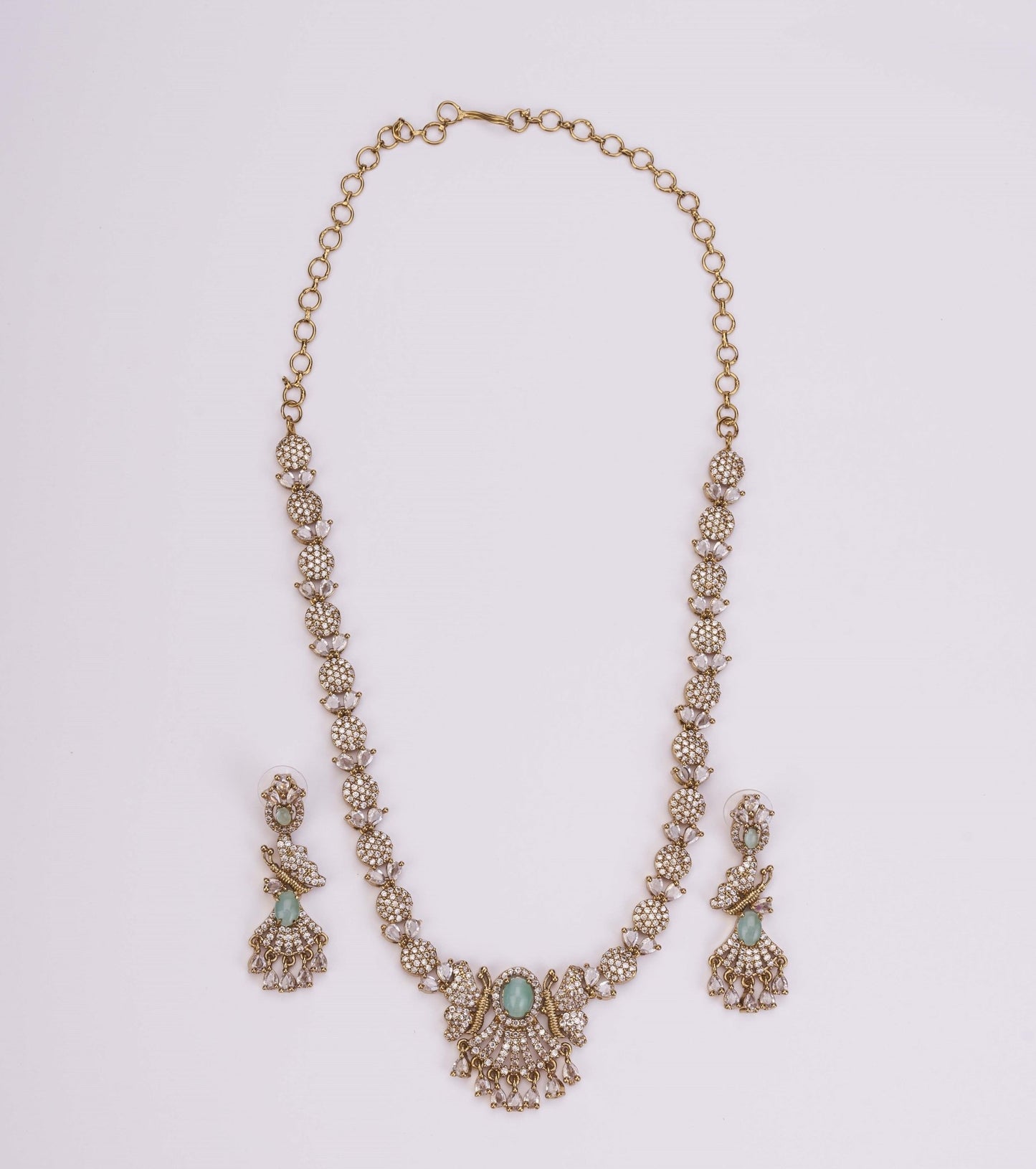 Necklace - Enchanted Butterfly Mehendi Plated Necklace Set - Opal Touch