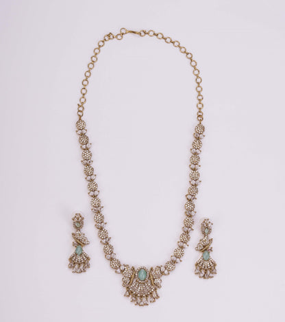 Necklace - Enchanted Butterfly Mehendi Plated Necklace Set - Opal Touch