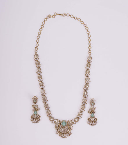 Necklace - Enchanted Butterfly Mehendi Plated Necklace Set - Opal Touch