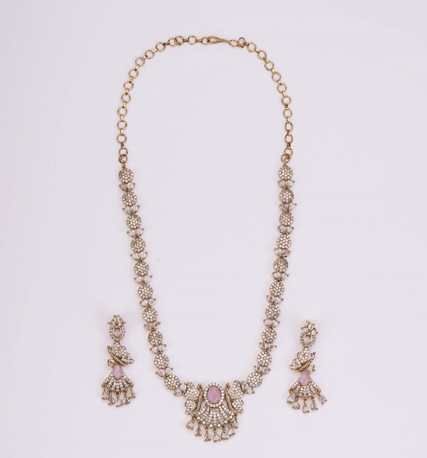 Necklace - Enchanted Butterfly Mehendi Plated Necklace Set - Opal Touch