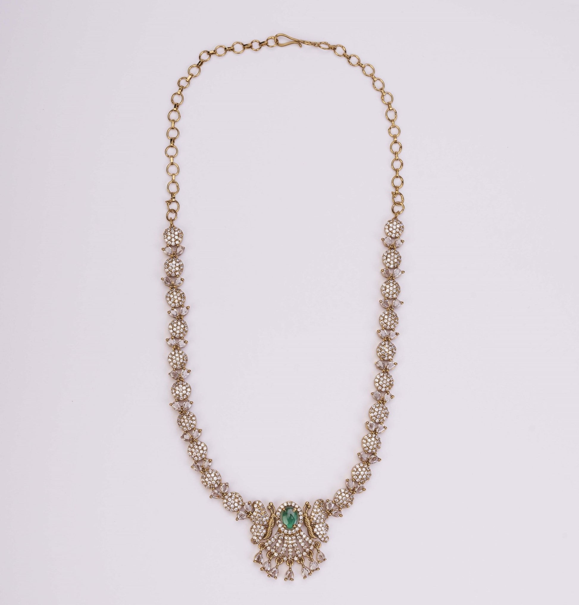 Necklace - Enchanted Butterfly Mehendi Plated Necklace Set - Opal Touch