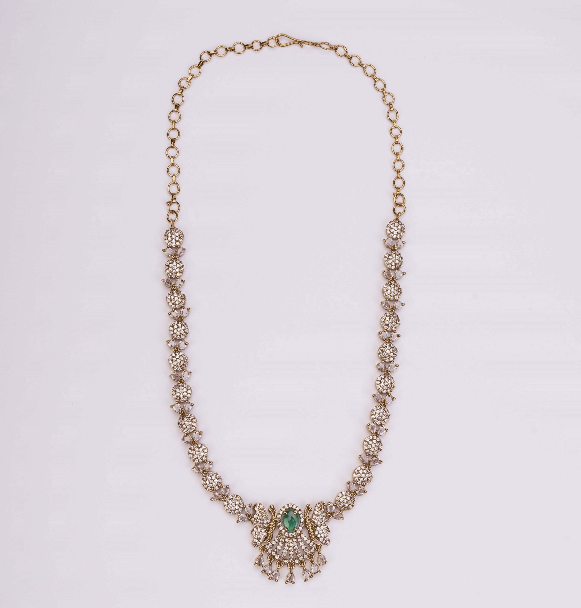 Necklace - Enchanted Butterfly Mehendi Plated Necklace Set - Opal Touch