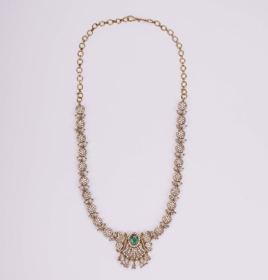 Necklace - Enchanted Butterfly Mehendi Plated Necklace Set - Opal Touch