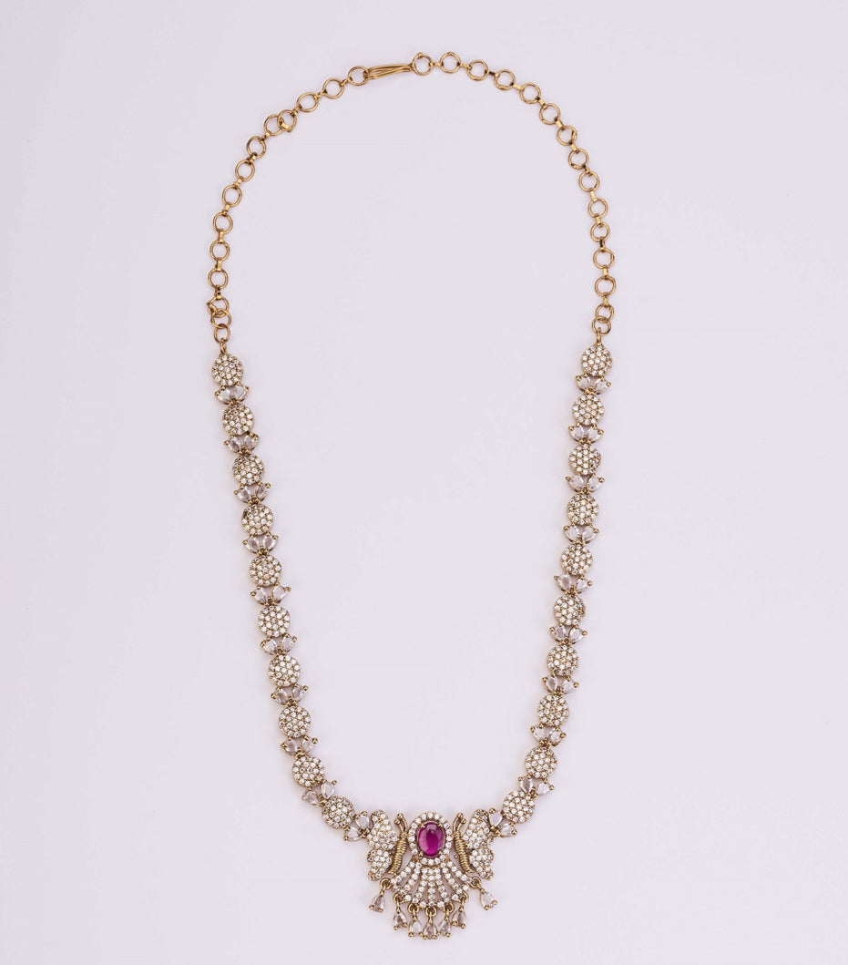 Necklace - Enchanted Butterfly Mehendi Plated Necklace Set - Opal Touch
