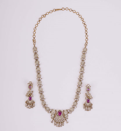 Necklace - Enchanted Butterfly Mehendi Plated Necklace Set - Opal Touch