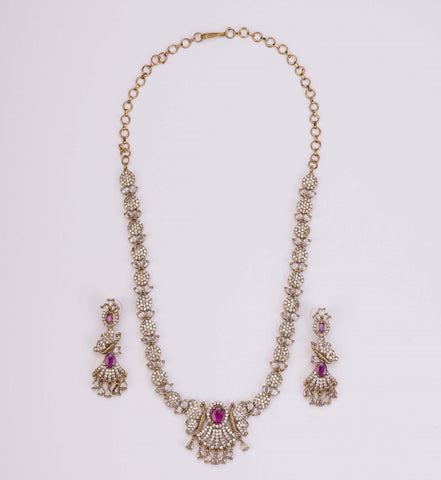 Necklace - Enchanted Butterfly Mehendi Plated Necklace Set - Opal Touch