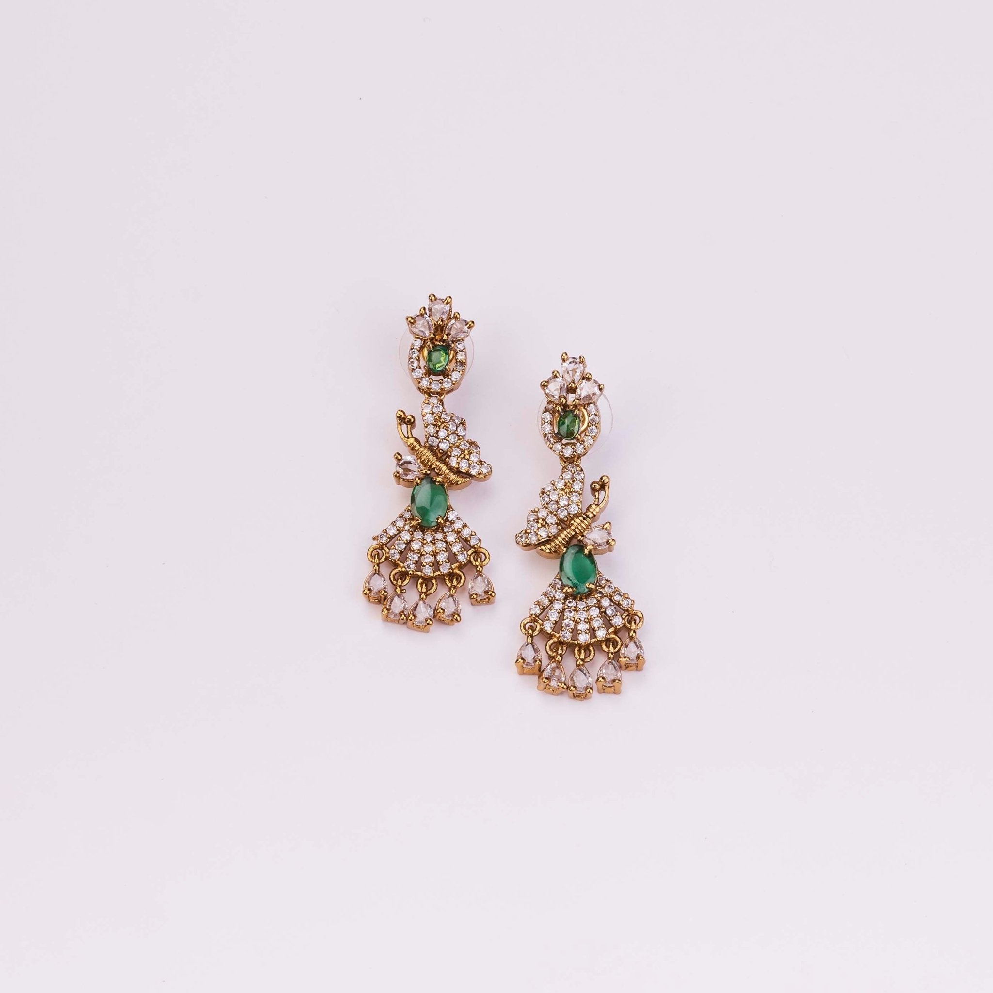 Necklace - Enchanted Butterfly Mehendi Plated Necklace Set - Opal Touch