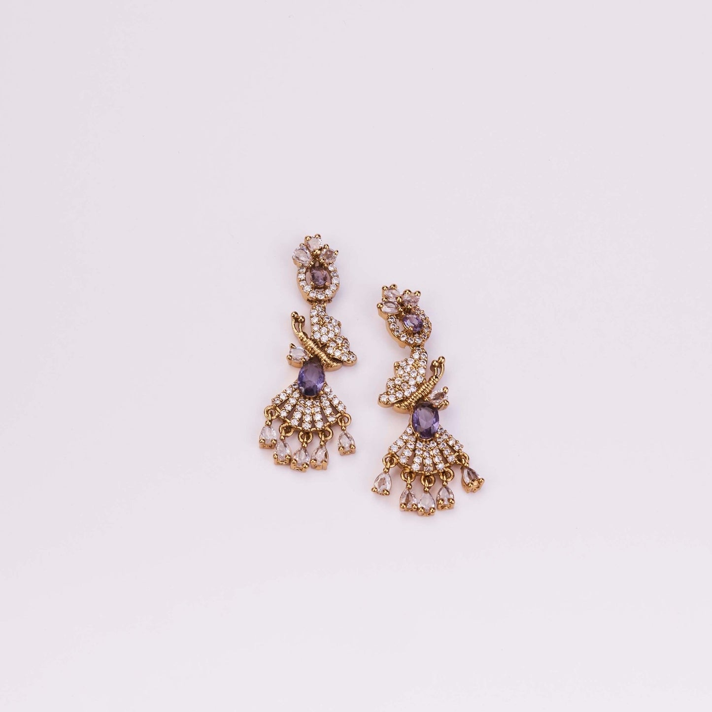 Necklace - Enchanted Butterfly Mehendi Plated Necklace Set - Opal Touch