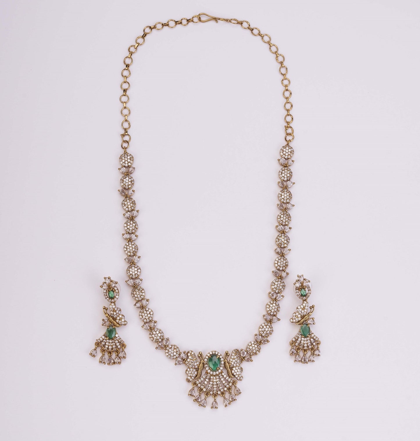 Necklace - Enchanted Butterfly Mehendi Plated Necklace Set - Opal Touch