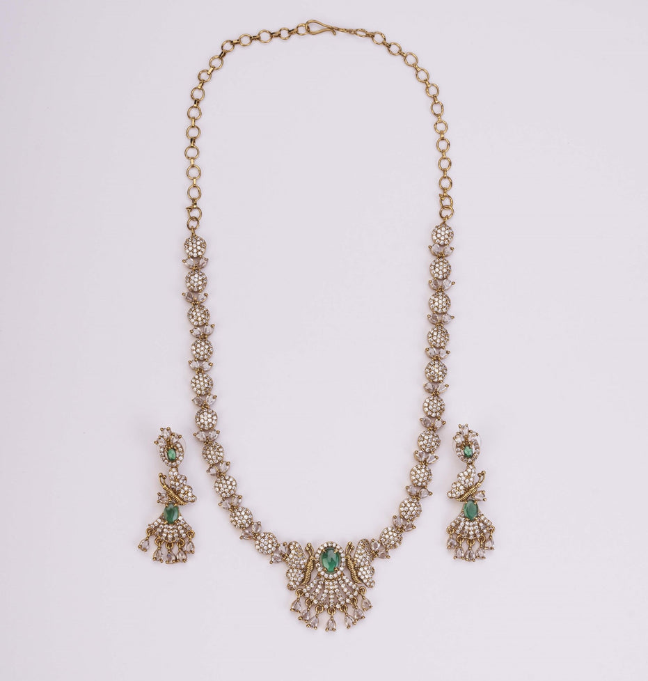 Necklace - Enchanted Butterfly Mehendi Plated Necklace Set - Opal Touch