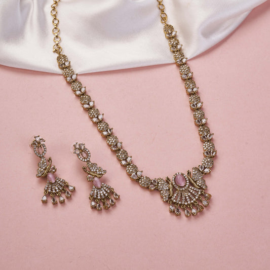 Necklace - Enchanted Butterfly Mehendi Plated Necklace Set - Opal Touch