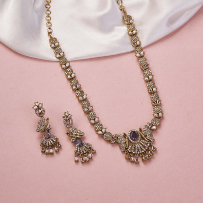 Necklace - Enchanted Butterfly Mehendi Plated Necklace Set - Opal Touch