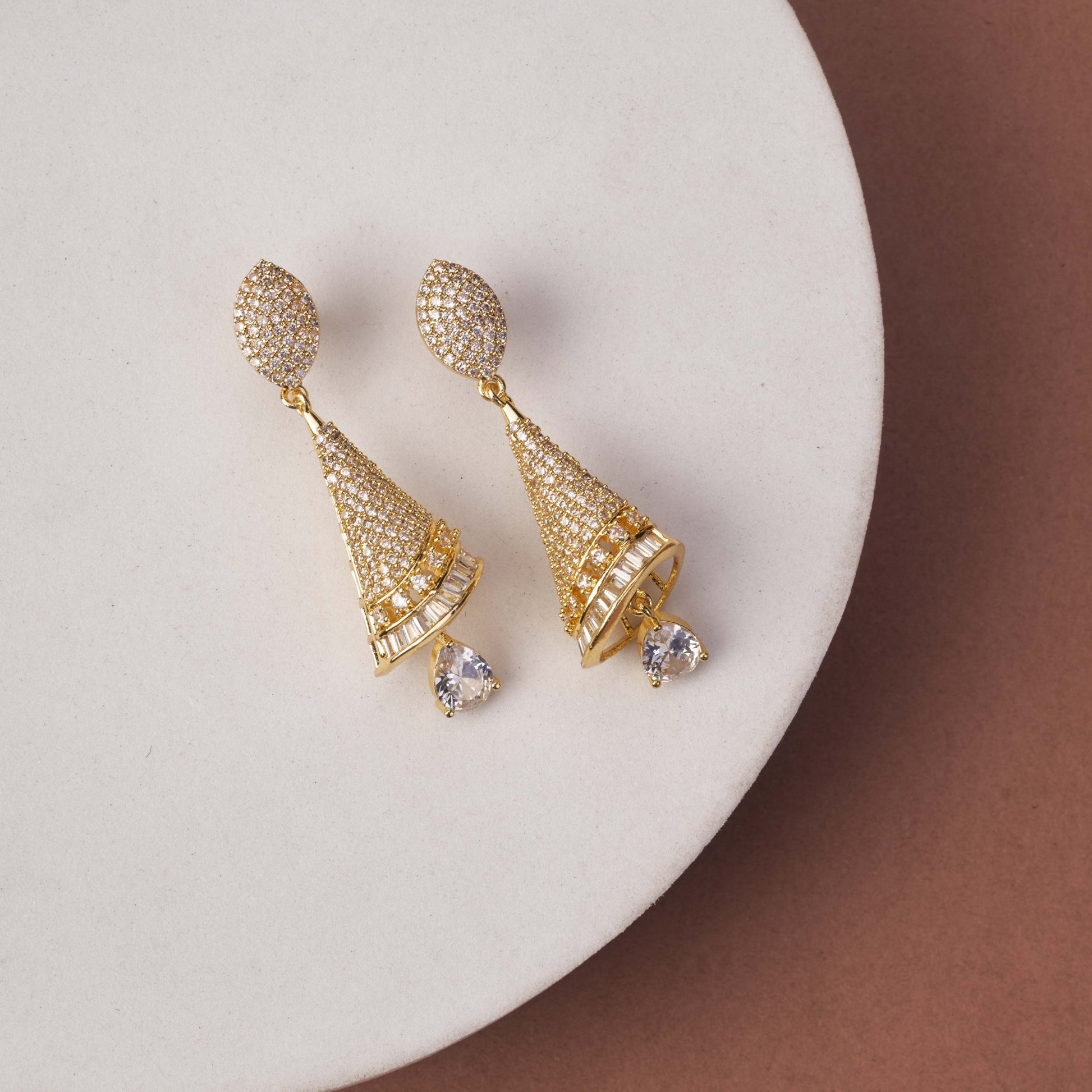 Earrings - Enchanted Conical Gold Plated Earrings - Opal Touch