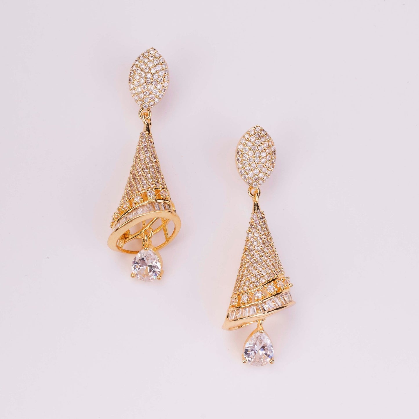 Earrings - Enchanted Conical Gold Plated Earrings - Opal Touch