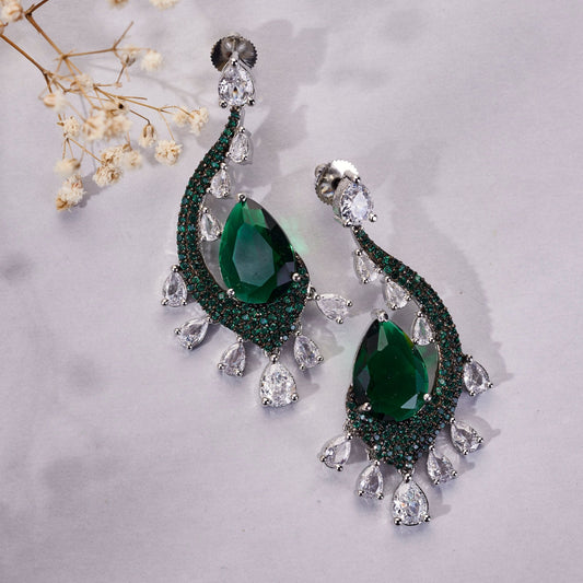 Earrings - Enchanted Dew Black Plated Earrings - Opal Touch