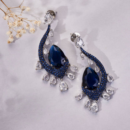 Earrings - Enchanted Dew Black Plated Earrings - Opal Touch