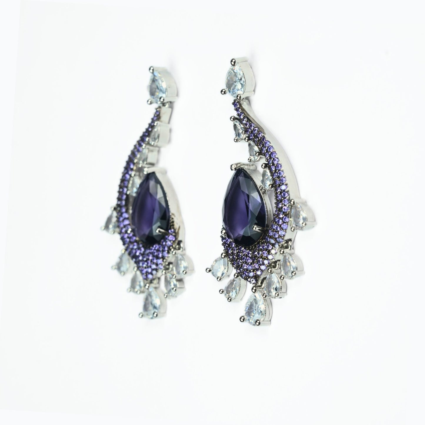 Earrings - Enchanted Dew Black Plated Earrings - Opal Touch