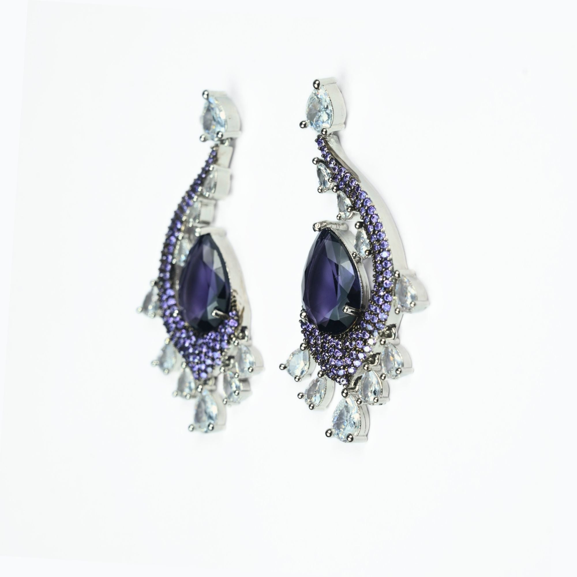 Earrings - Enchanted Dew Black Plated Earrings - Opal Touch