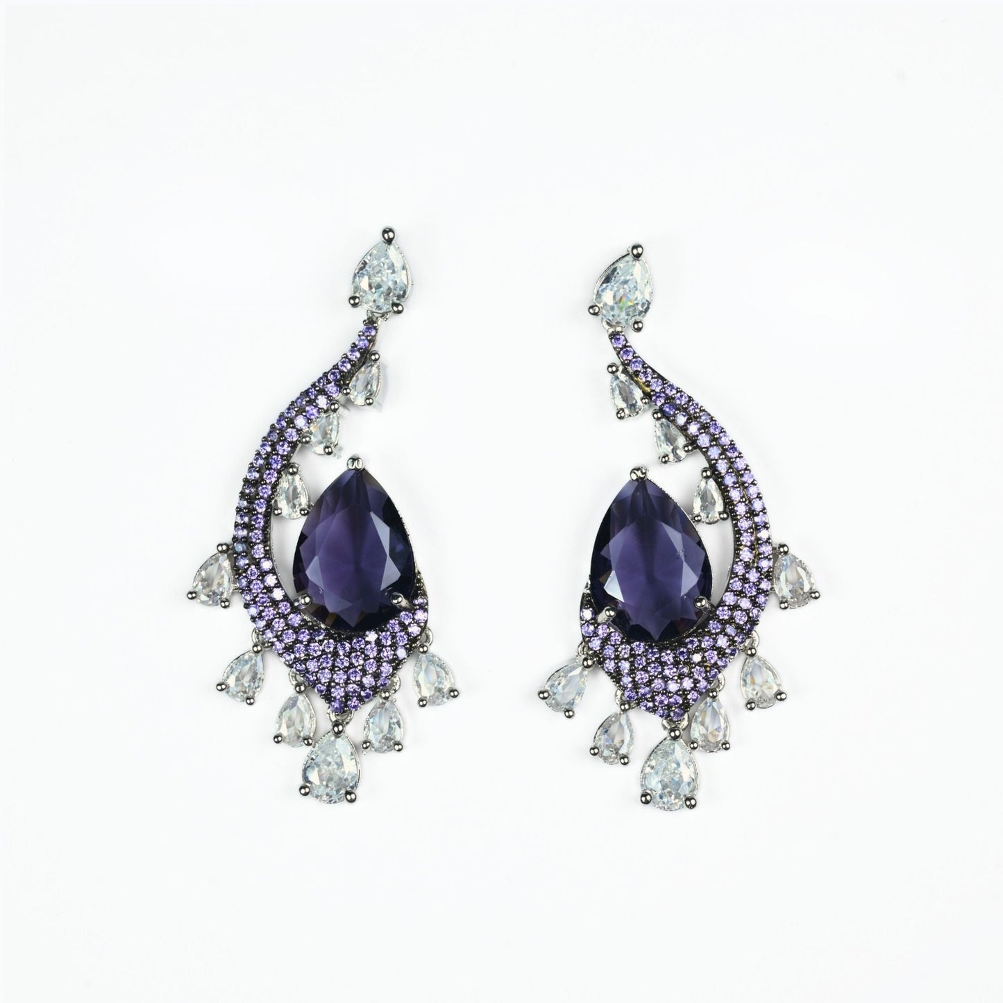 Earrings - Enchanted Dew Black Plated Earrings - Opal Touch