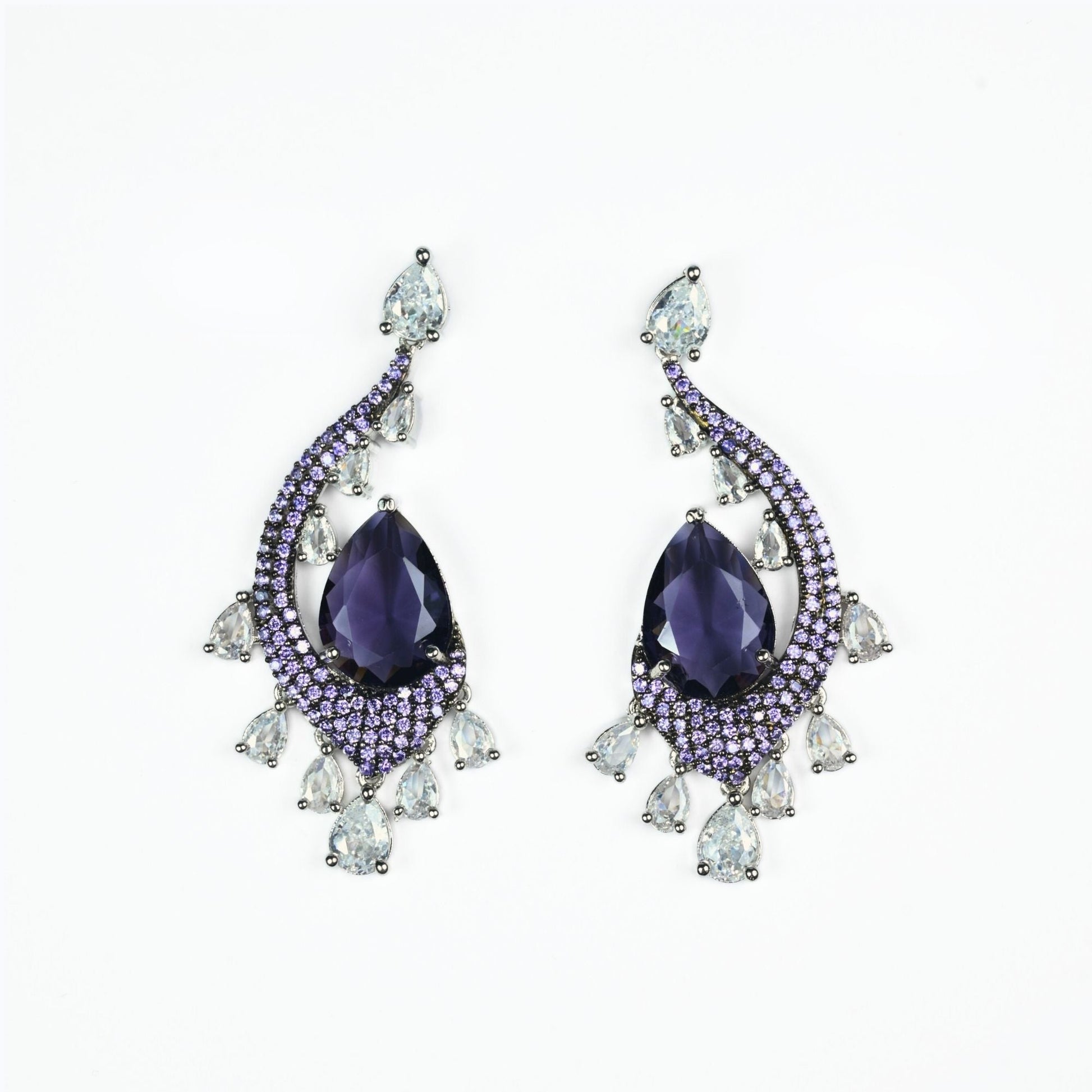 Earrings - Enchanted Dew Black Plated Earrings - Opal Touch