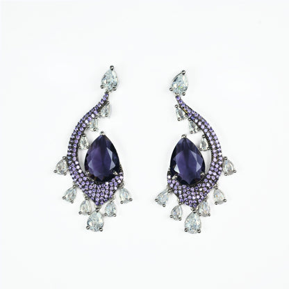 Earrings - Enchanted Dew Black Plated Earrings - Opal Touch